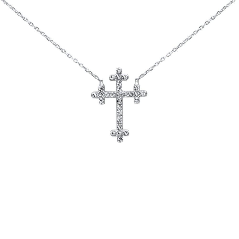 Cross CZ Sterling Silver Necklace